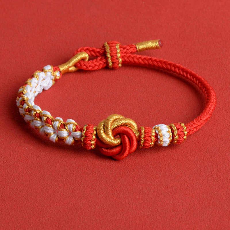 Adjustable String Beads Gold Peach Blossom Knot Pendants