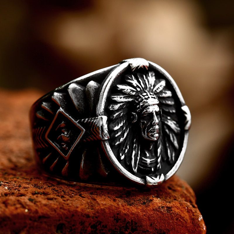 Men's Stainless Steel Hip Hop Retro Titanium Ring