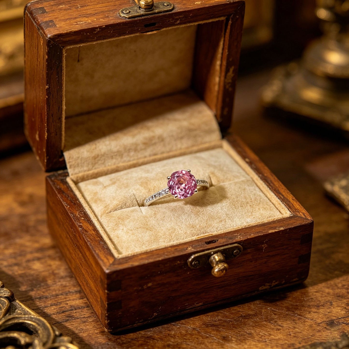 Pink Micro Inlaid Zircon Female Light Luxury Rings