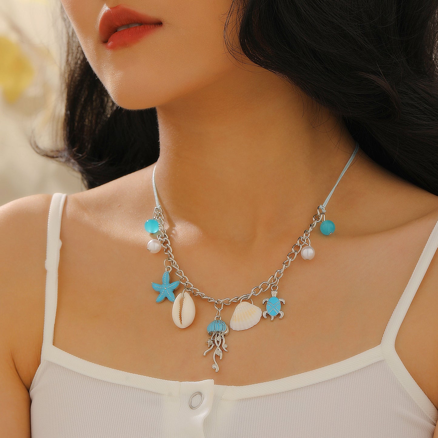 Ocean Style Cartoon Shell Female Bohemian Creative Weaving Turtle Jewelry Set