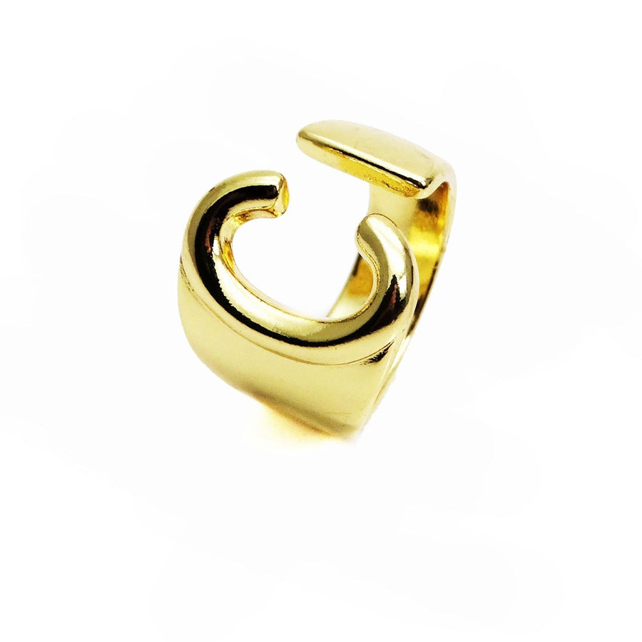 Letters Open Adjustable Plated Light Gold Rings