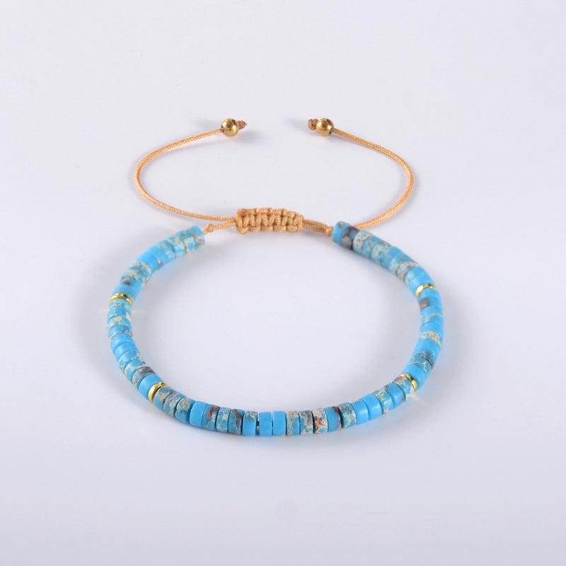 Women's & Men's Natural Stone Spacer Beads Hand Weaving Bracelet