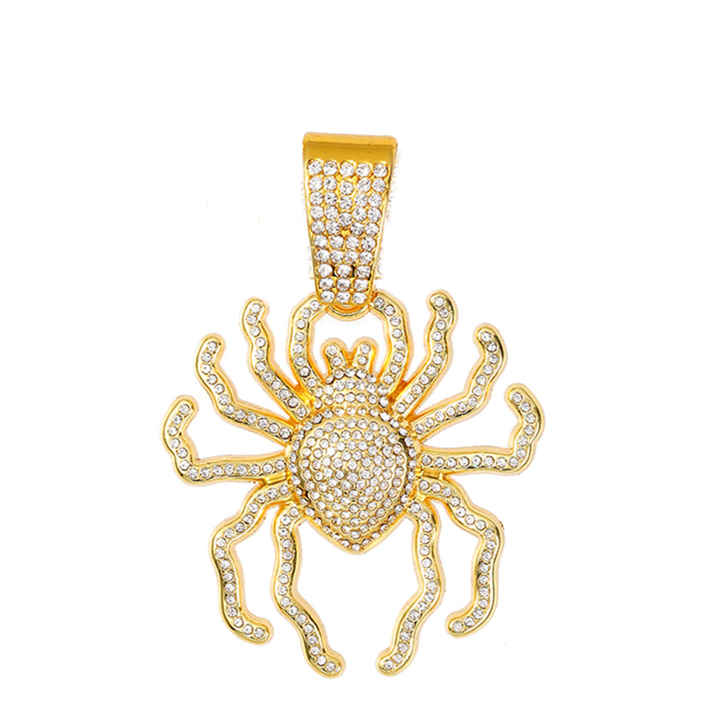Men's Hop Full Diamond Personality Exaggerated Three-dimensional Big Spider Alloy Trendy Necklace