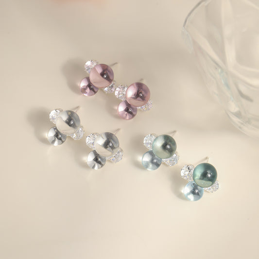 Transparent Bubble Zircon French Super Flash Niche Temperament Stud Earrings