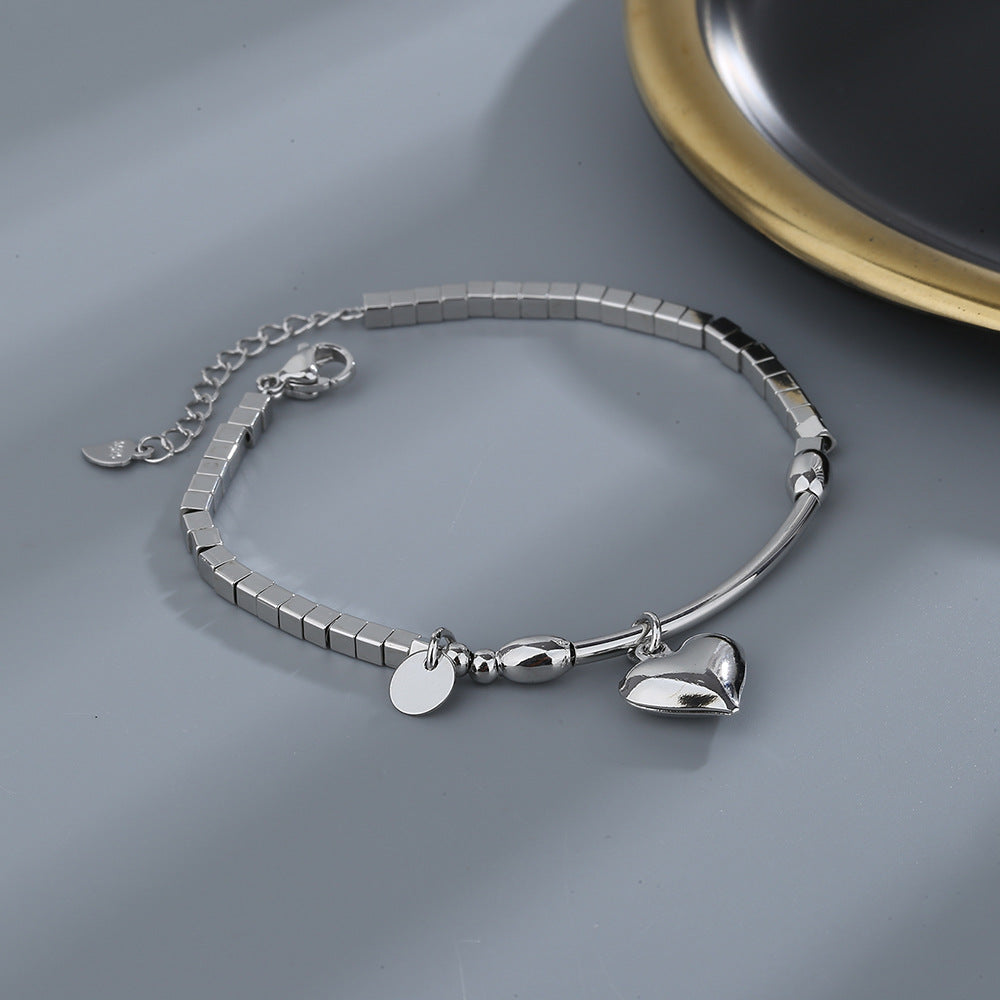 Cat Ning Beaded Tassel Square Heart-shaped Trendy Small Pieces Of Bracelet