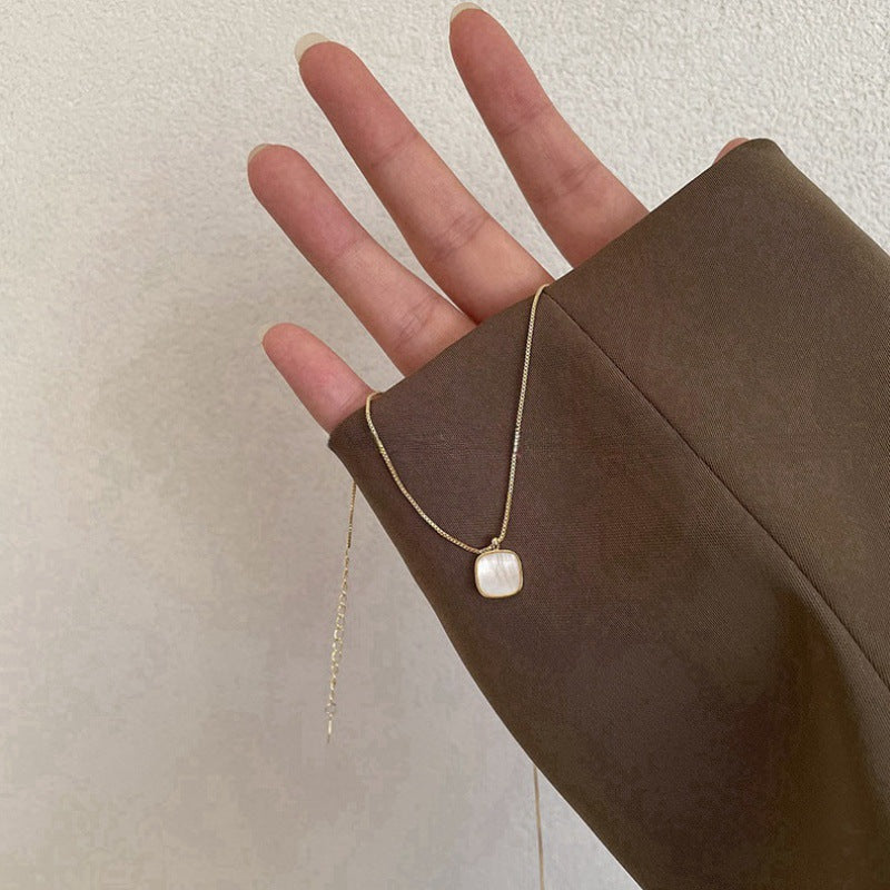 Women's Shell Sterling Clavicle Chain Elegant Box Simple Style Korean Necklace