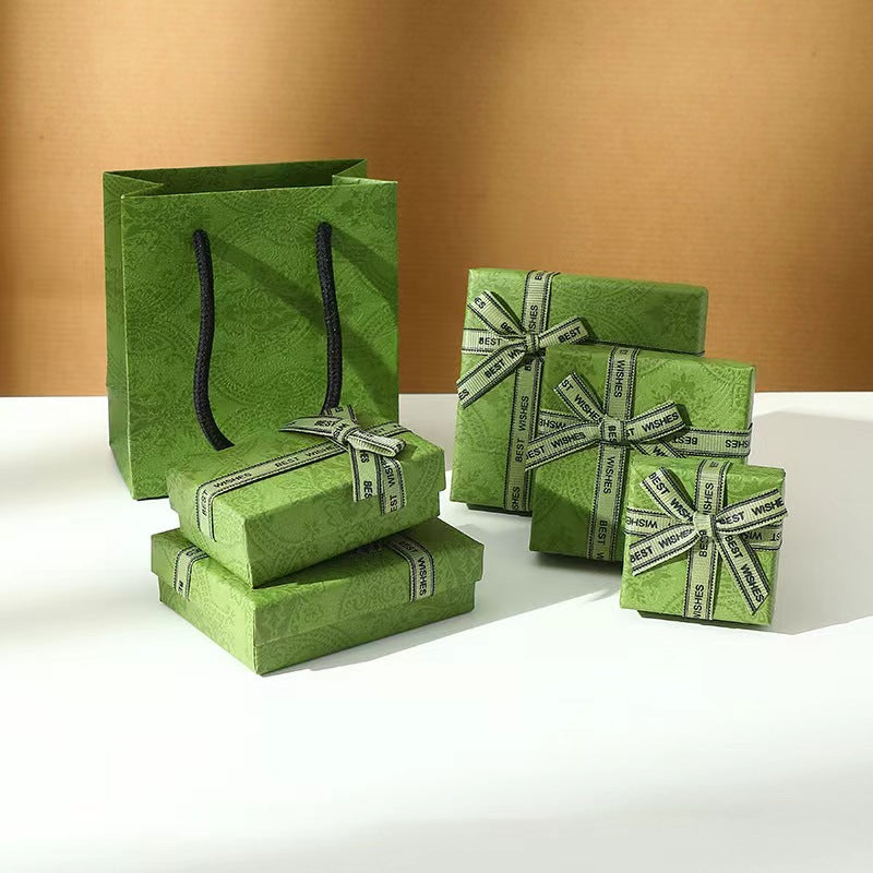 Flower Box Sier Polishing Cloth Lettering Jewelry Set
