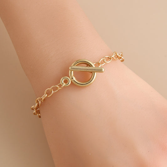 Women's Fashion Geometry Pattern Buckle Round Metal For Bracelet