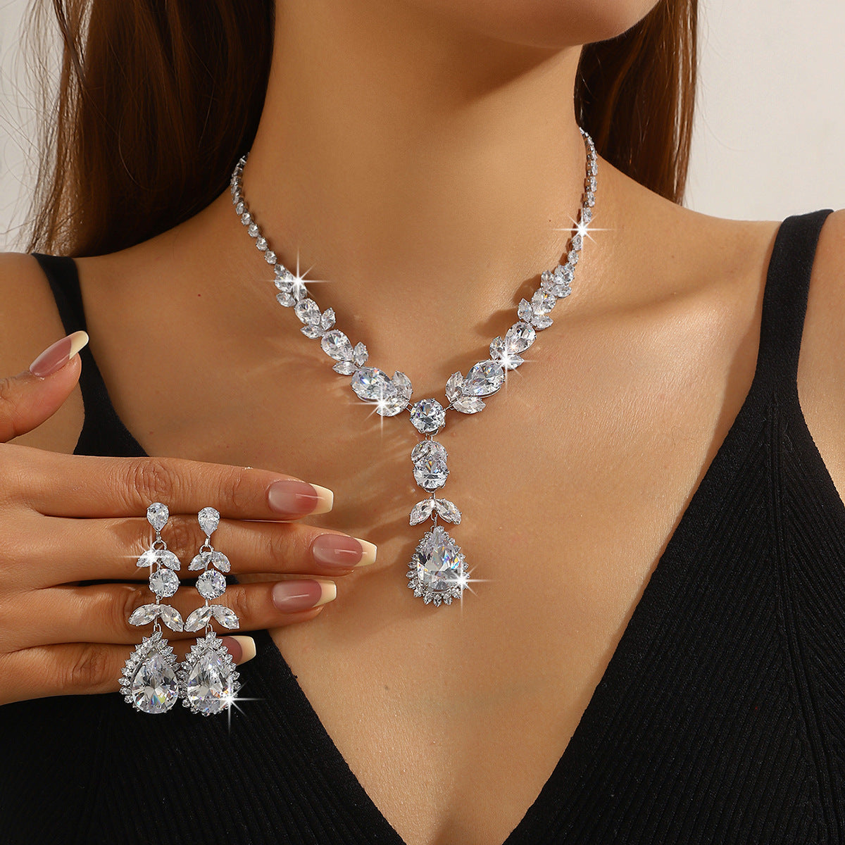 Luxury Light Elegant Zircon Bridal Classic Necklaces