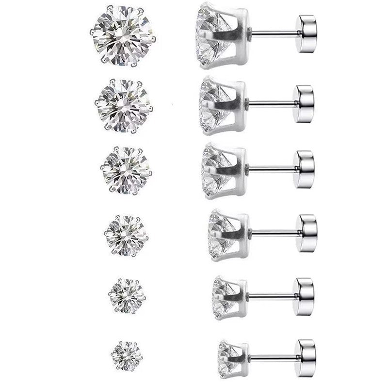 Beautiful Stainless Steel Titanium Zircon Ear Earrings