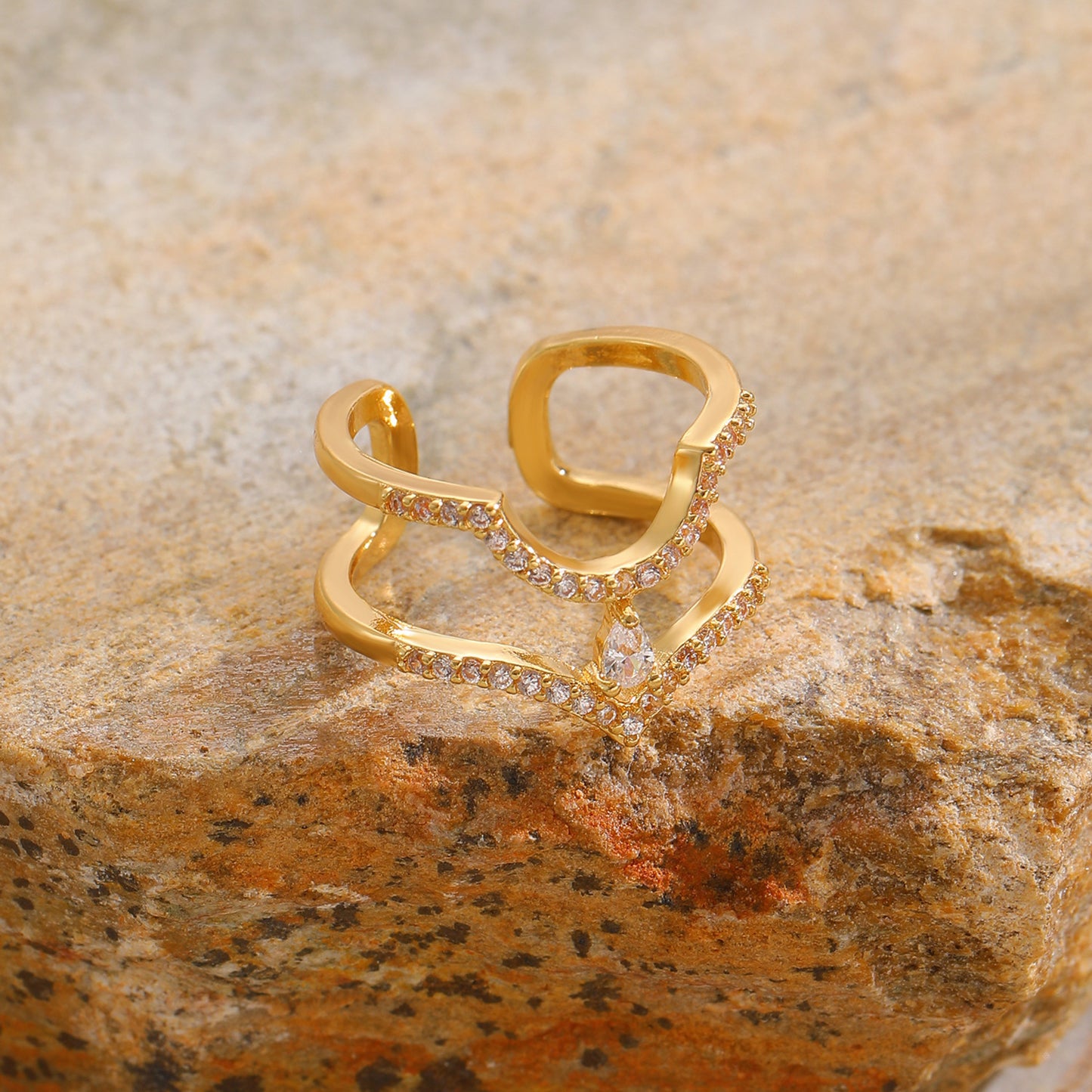 Geometric Trend Open Nail Female Design Exquisite Refined Ring