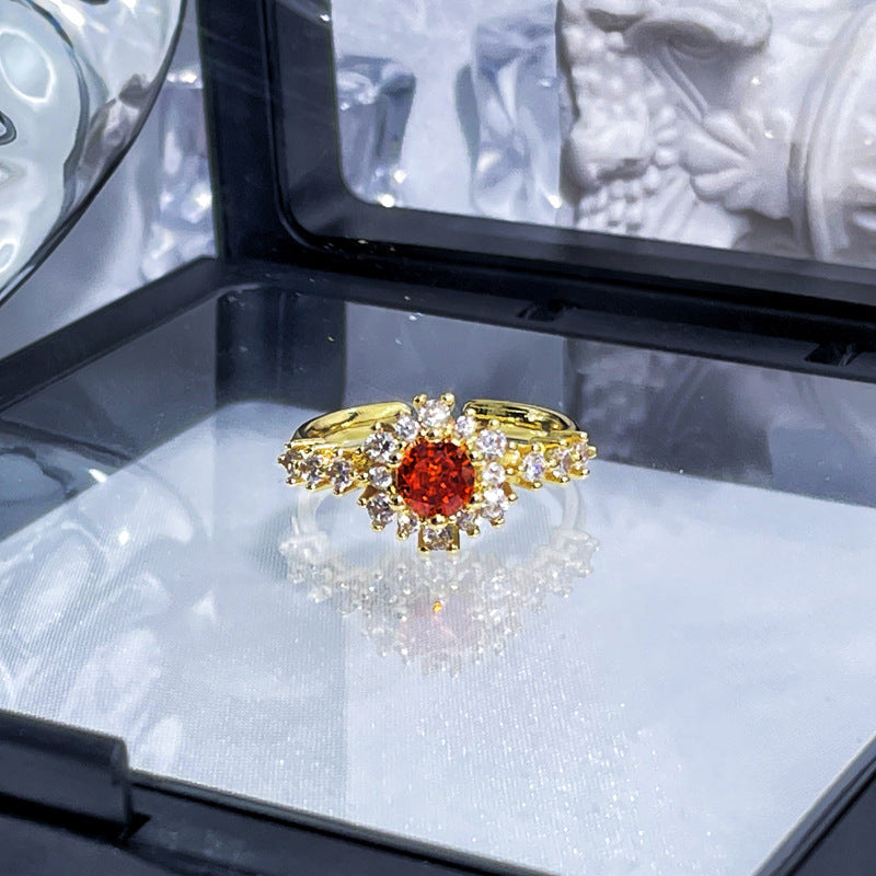 High-grade Red Diamond Open Female Minority Sweet Rings