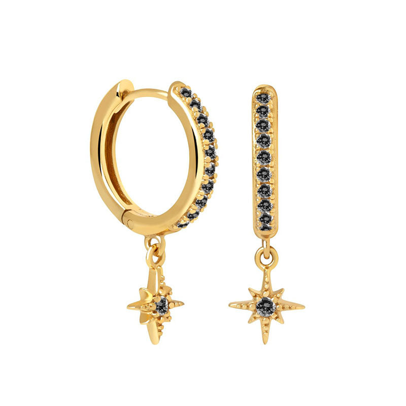 Women's Sier Octagonal Star For Twinkling Little Sun Ear Stud Earrings