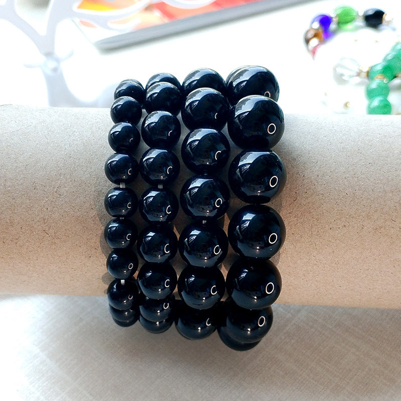 Women's & Men's Natural Obsidian For Round Beads Fashion Bracelet