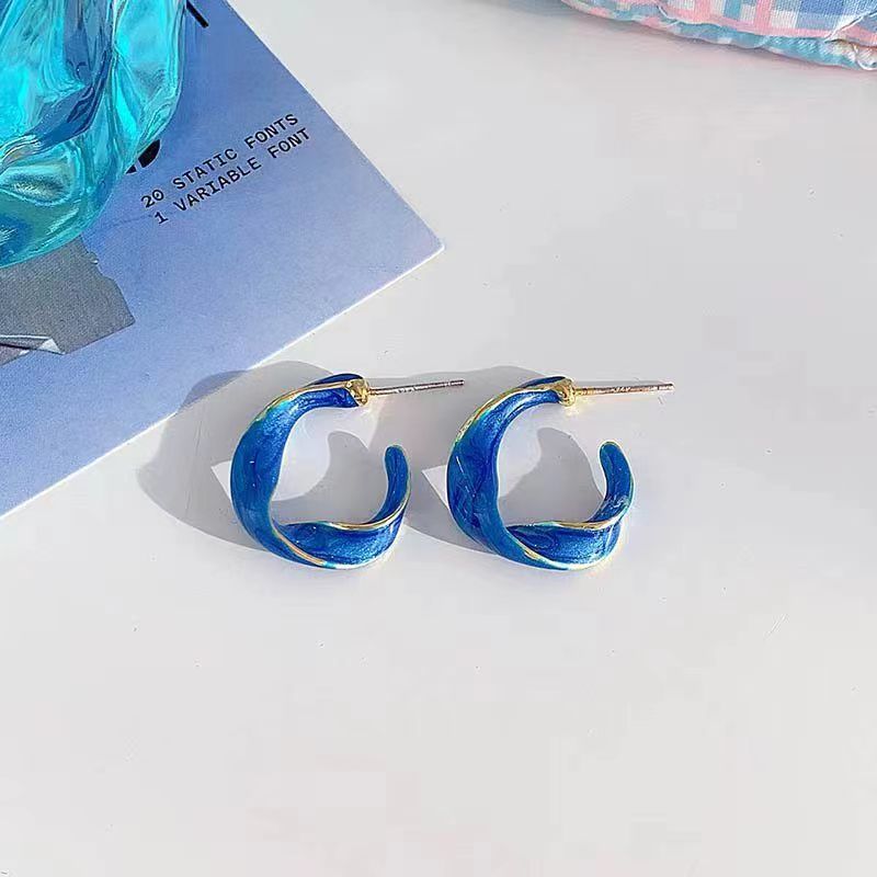Women's Fairy Sweet Potato Purple Blue Pink High-grade Temperament Stud Earrings