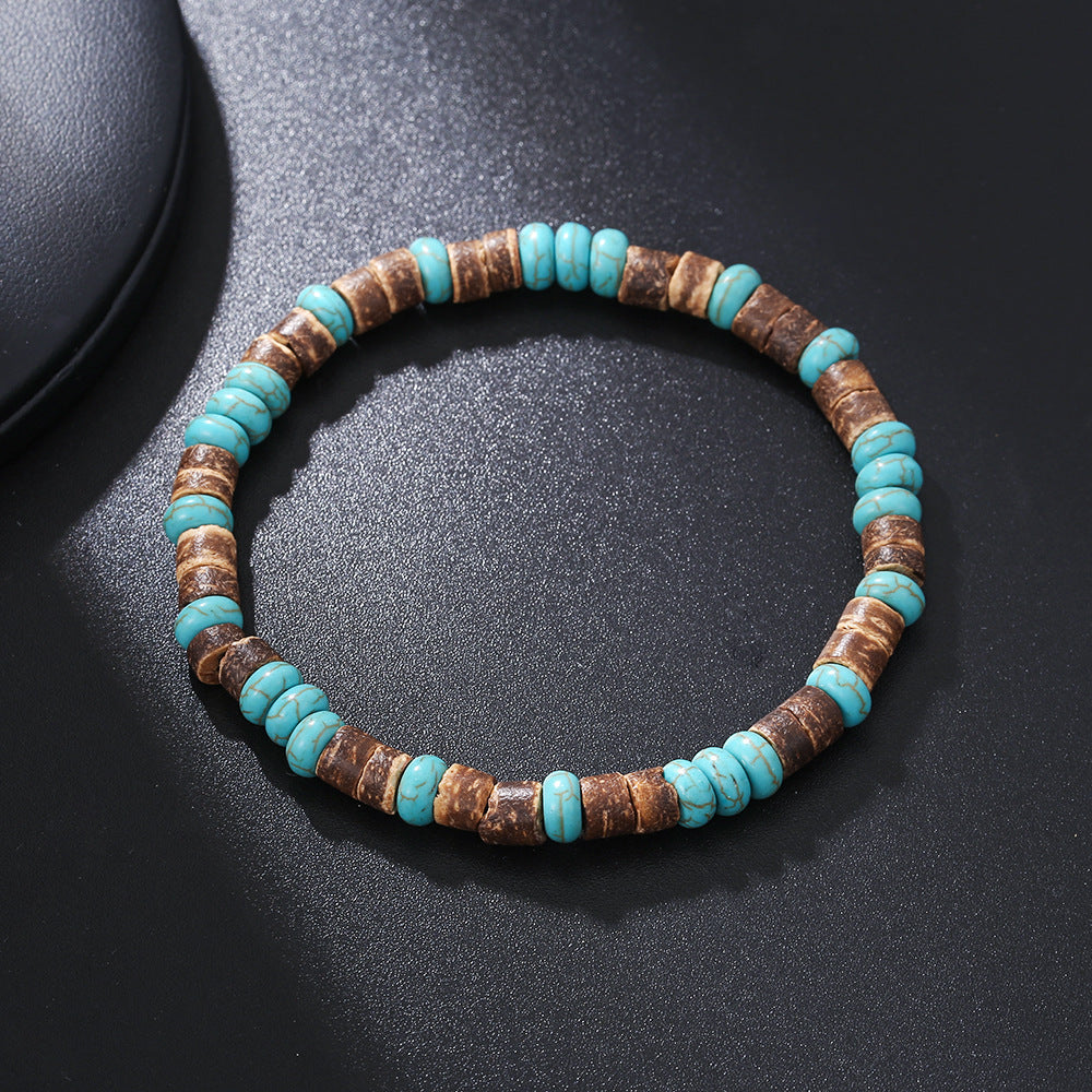 Bohemian Turquoise Beaded Ethnic Style Cross Bracelet