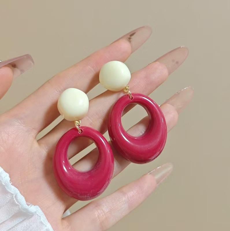 Women's Flower Frosted Resin Knitted Oil Rings