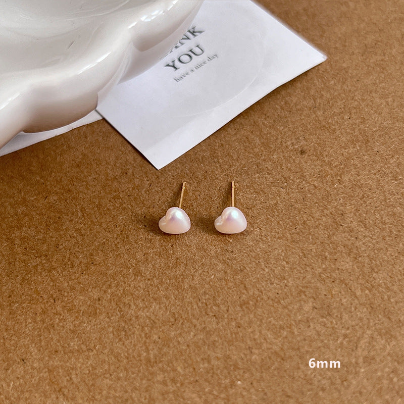 Women's Sier Needle Heart Pearl Fashionable Ear Earrings