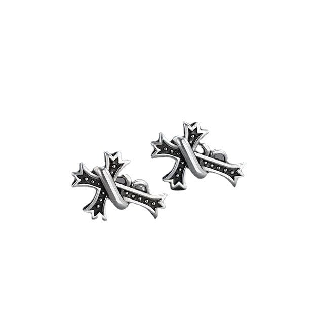 Men's Fashion Frosty Style Personality Imitation Thai Sier Stud Earrings