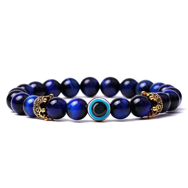 Women's & Men's Natural Turquoise Crown Evil Eye Stone Bracelets