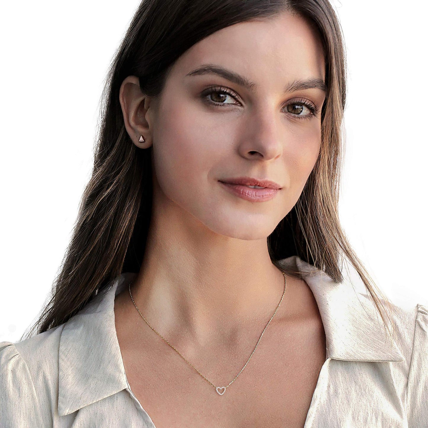 Copper Micro Inlaid Zircon Love Gold Necklace