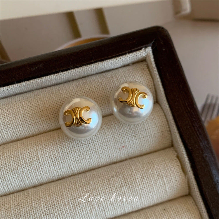 Sier Pearl Design Fashion Simple Style Earrings