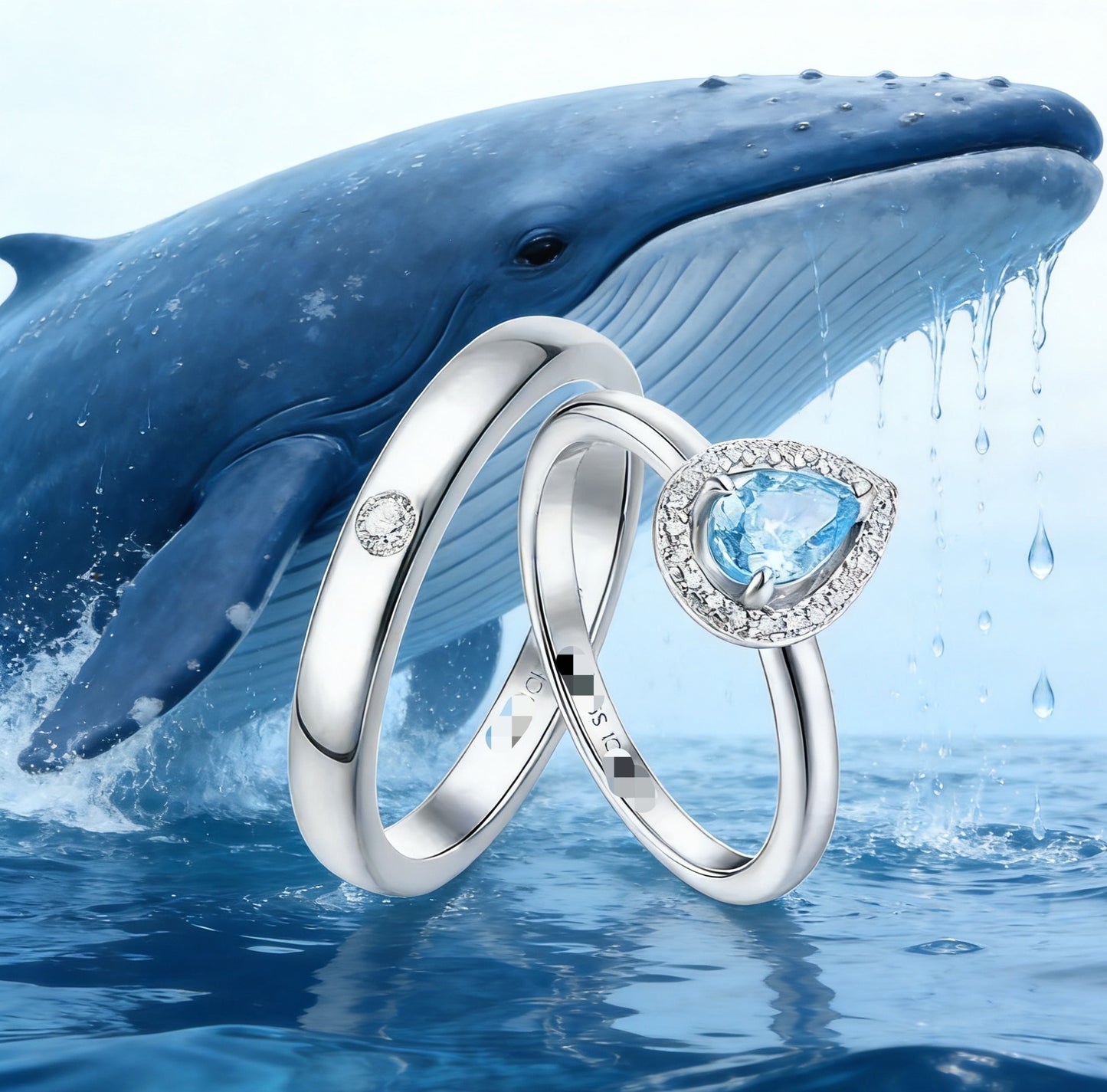 Women's High Quality Vacuum Sier Plated Color Retention Blue Crystal Water Jewelry Set