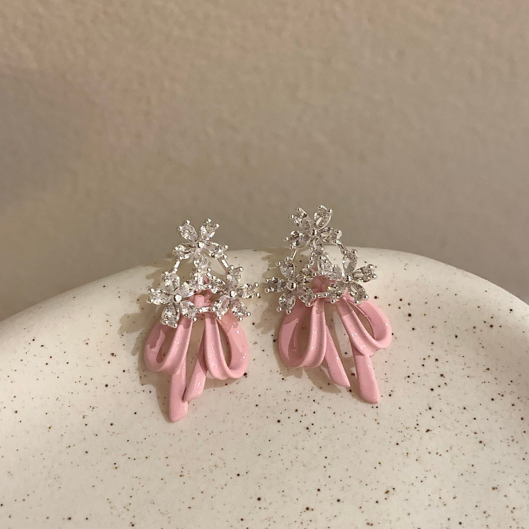Women's Zircon Flower Light Luxury High-grade Temperament Fairy Stud Earrings