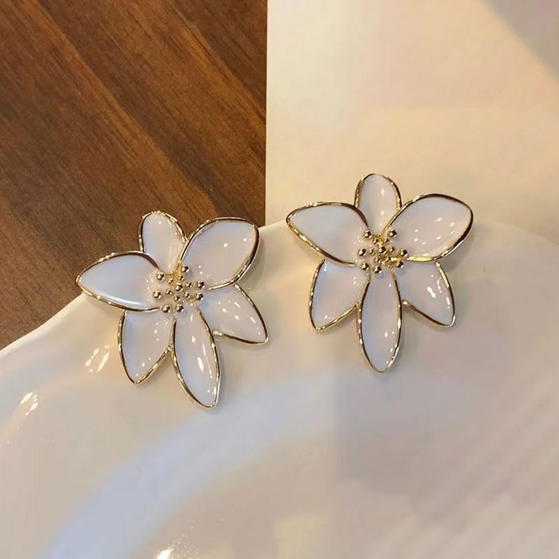 Women's Design Sense Drip Glazed Blue Flower Trendy Earrings
