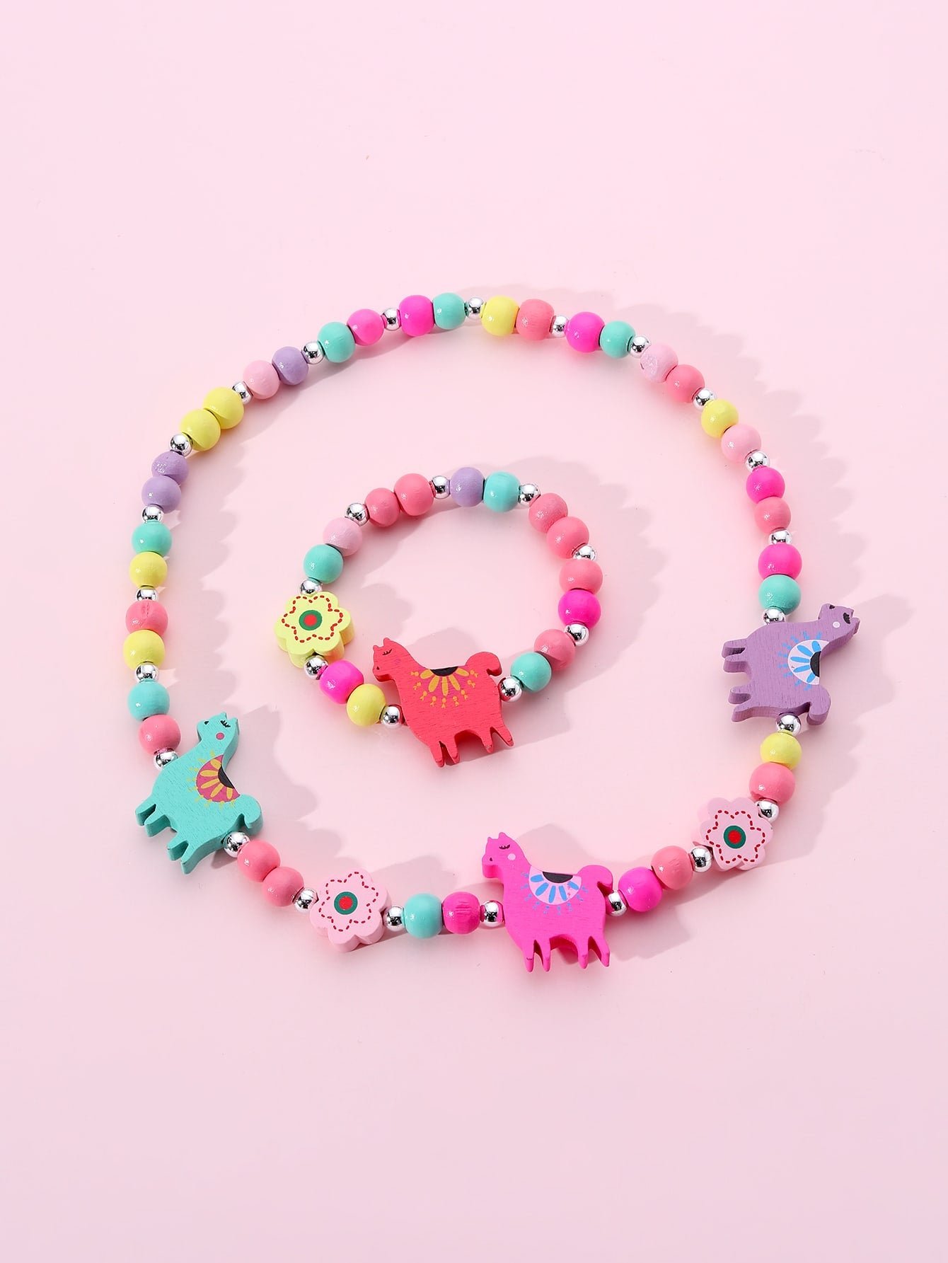 Children's Mixed Color Beaded Wooden Bead Handmade Bracelets