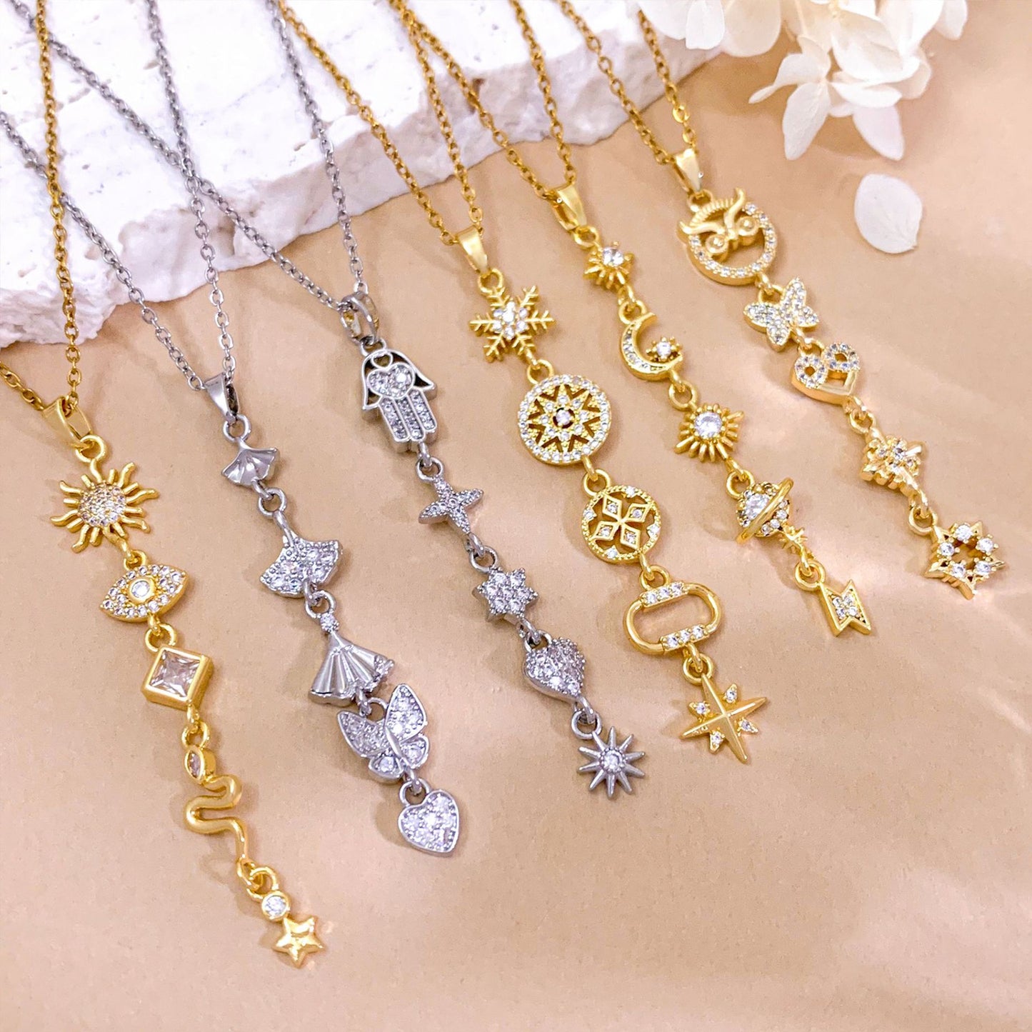 Combination Design Titanium Steel Niche Temperament Korean Style Clavicle Necklaces