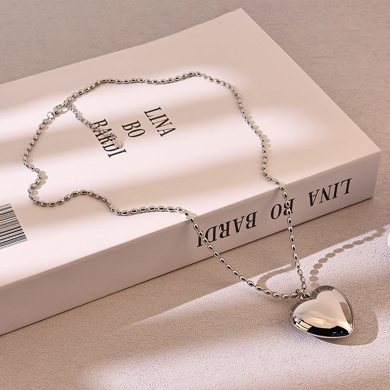 Love Simple Peach Heart Clavicle Chain Necklace