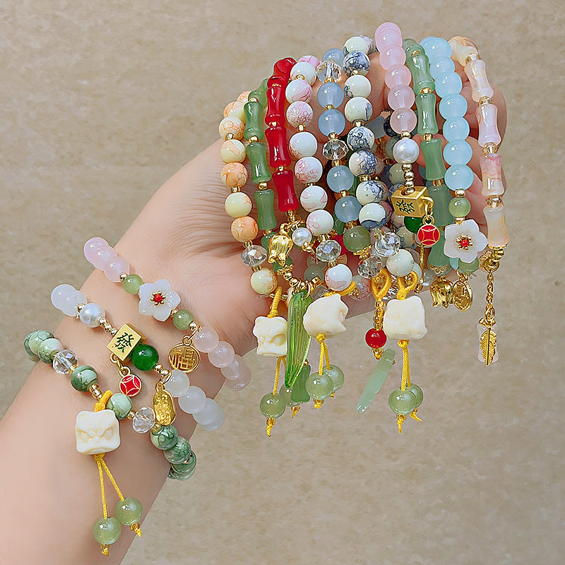 Glass Beaded Female Sweet Lily Gift Bracelets