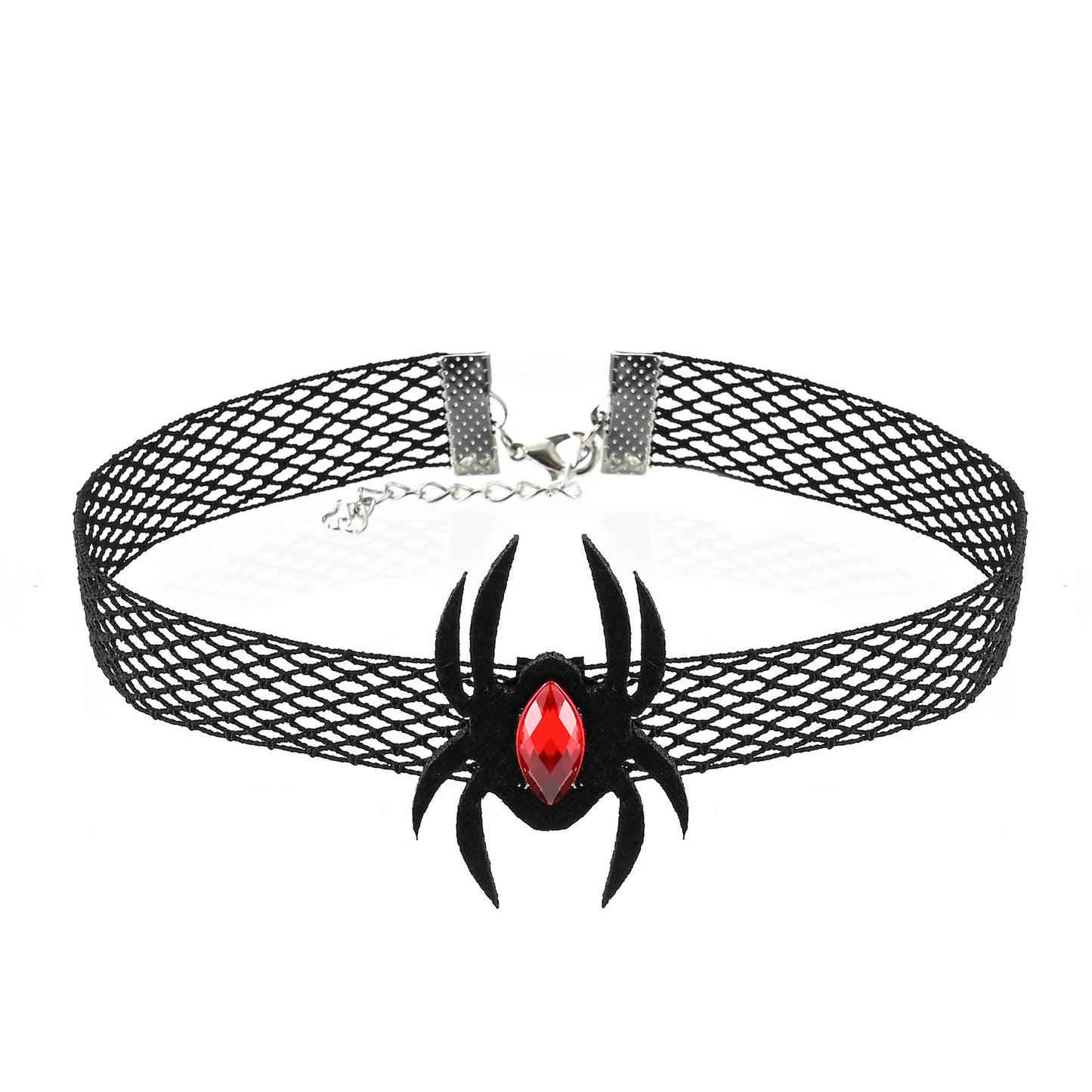 Halloween Spider Lace Fabric Rose Flower Dance Party Dark Collar