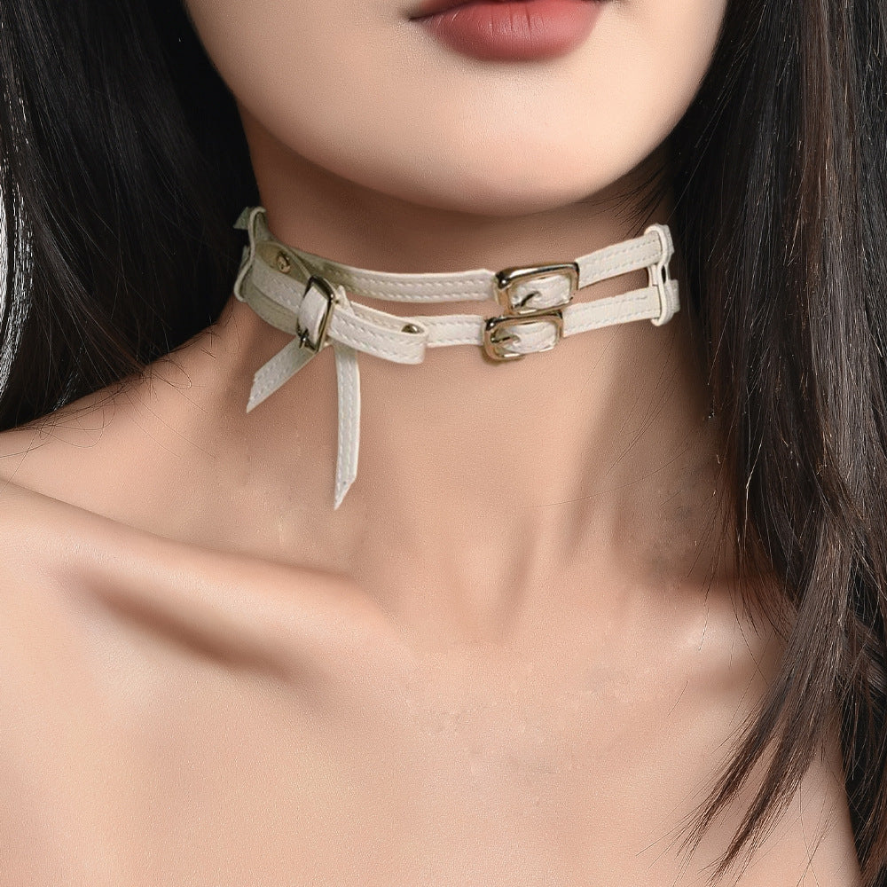 Women's Trendy Neck White Black Double Layers Collar