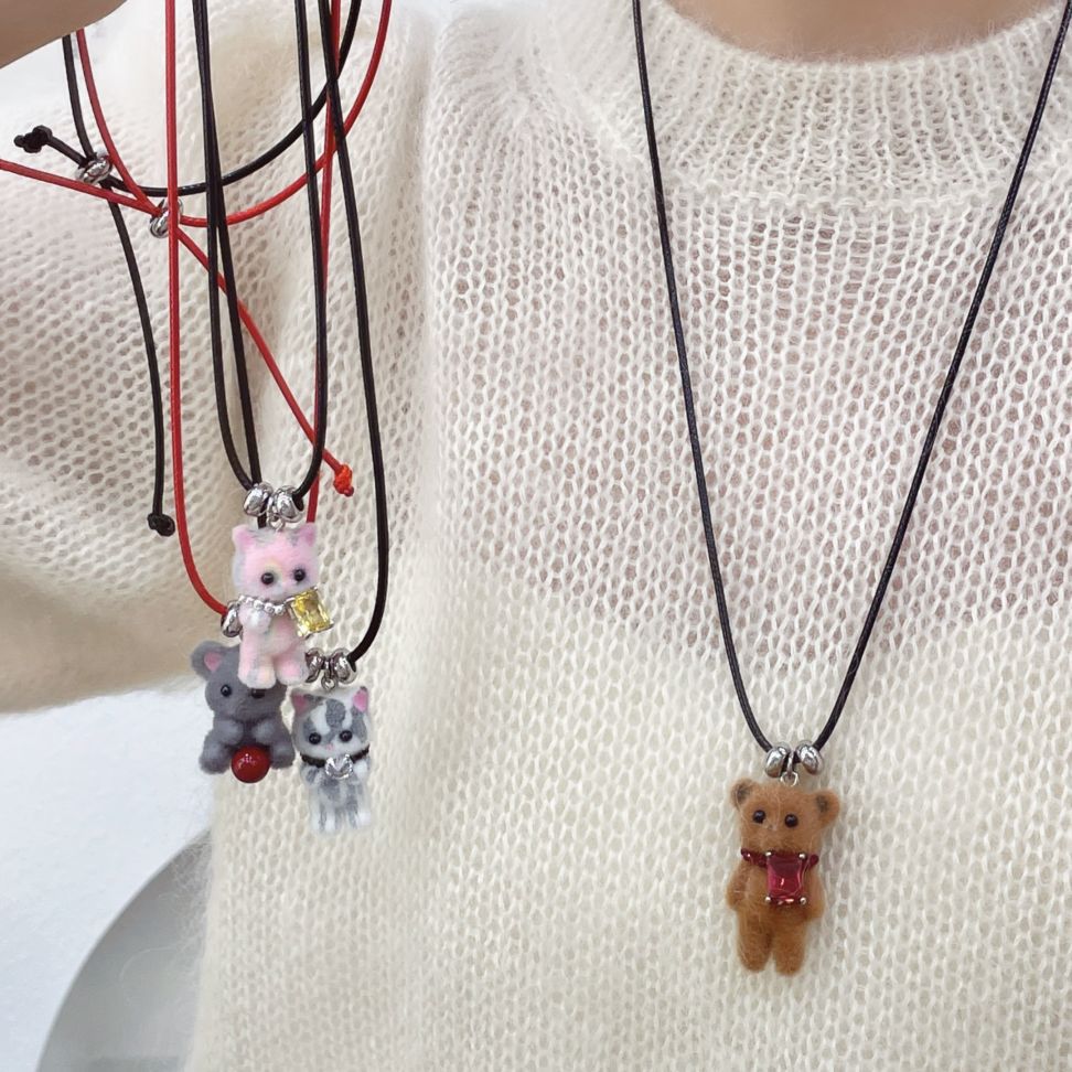 Cute Flocking Bear Sweater Chain Niche Design Necklaces