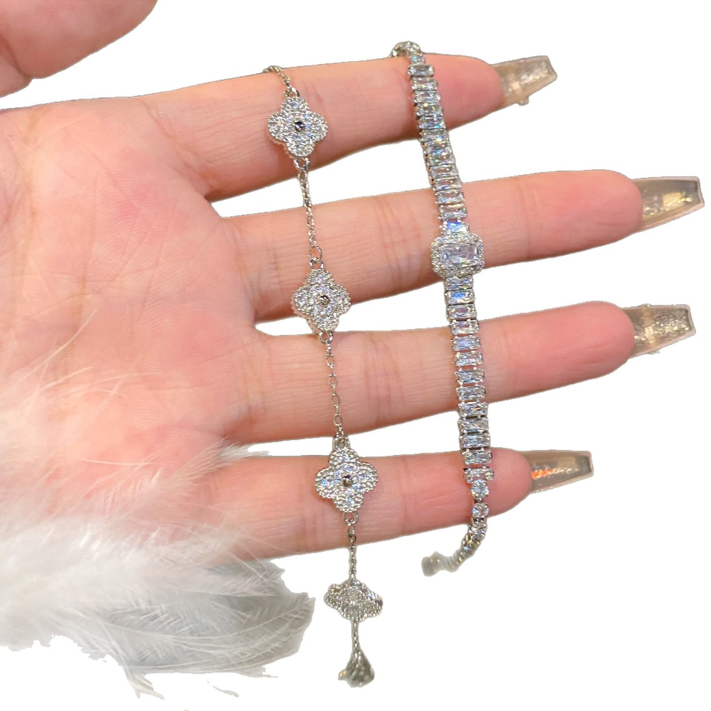 Women's French Style Refined Zircon Flower High-grade Light Luxury Niche Personality Bracelet