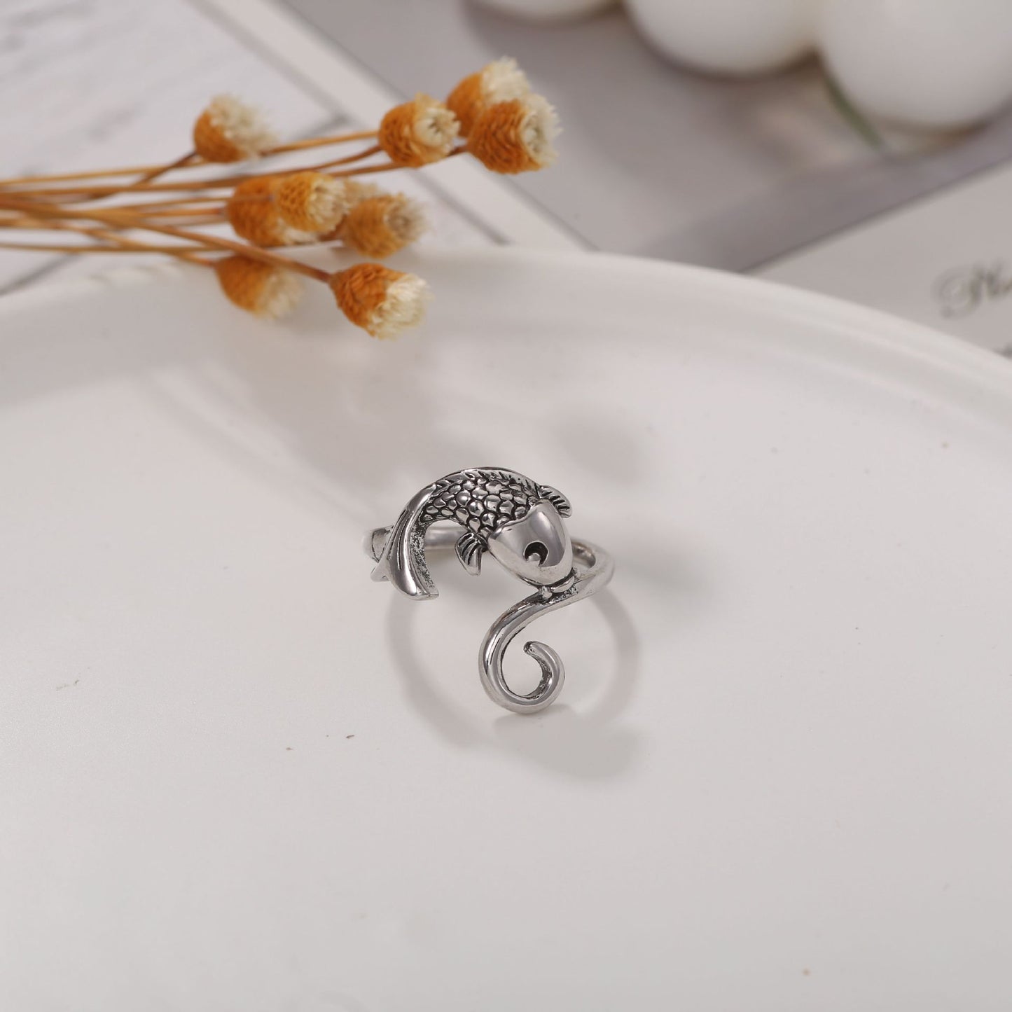 Men's Retro Trendy Sier Open Single Lucky Rings