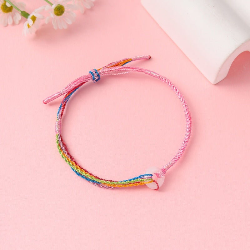 Children's Colorful Braided Rope Wrist String Safe Red Bracelet