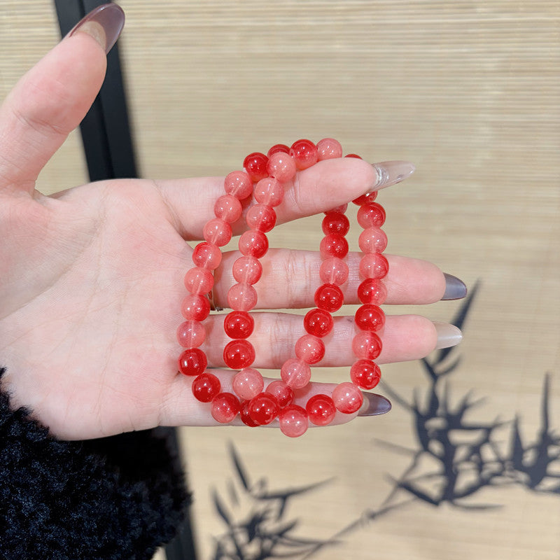 Sweet Glaze Watermelon Red Beaded Girlfriends Gift Bracelet
