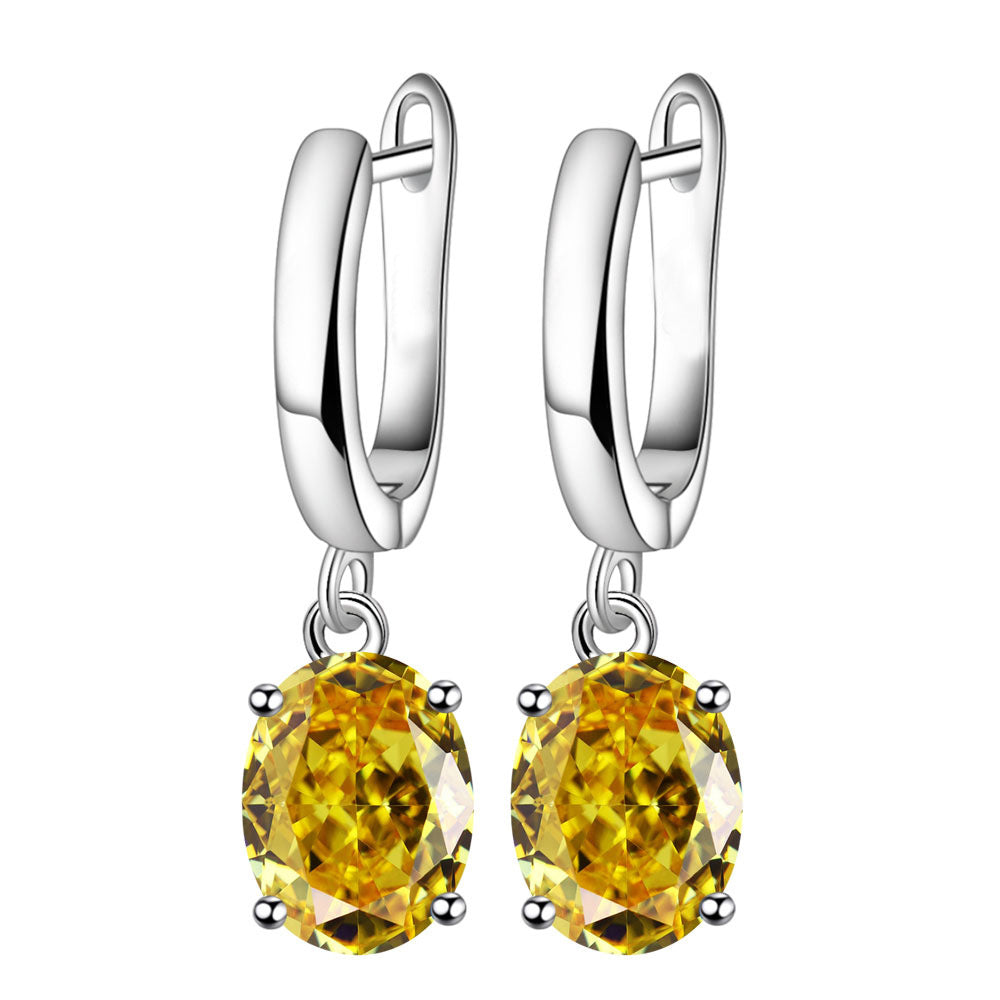 Women's Oval Zircon Egg-shaped Color Imitation Gem Jewelry Set