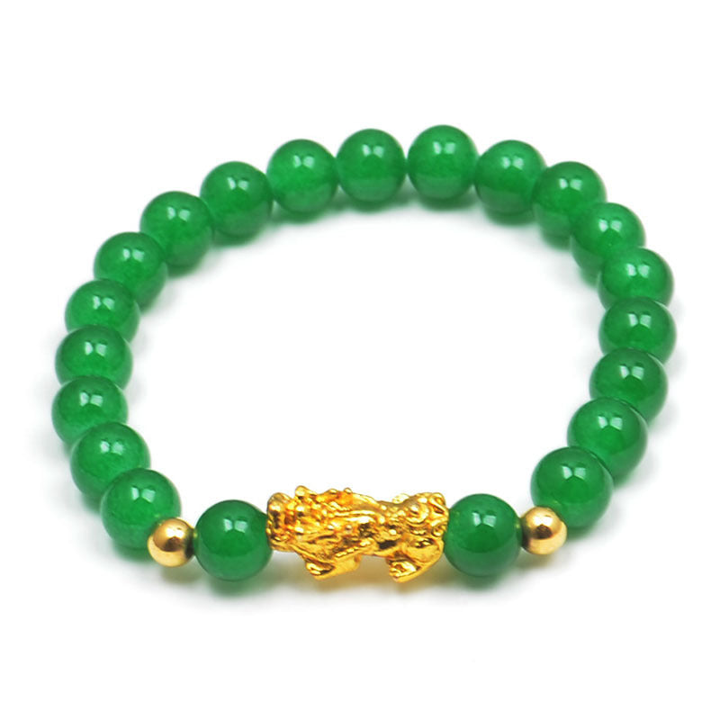 Pi Red Green Glass Bead Six Words Mantra Gold Will Bracelet
