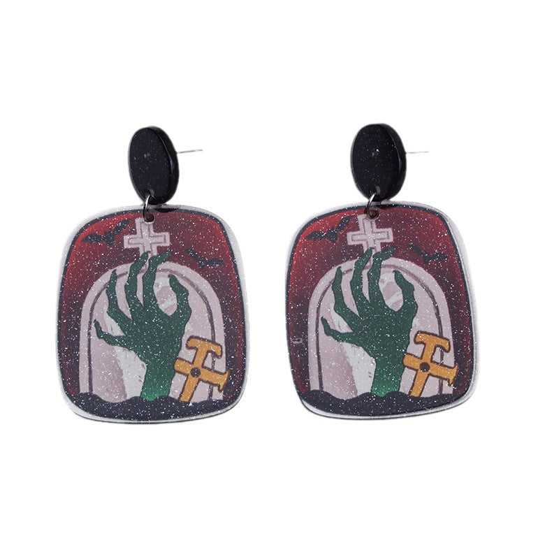 Square Design Sense Fashion Personality Pumpkin Grave Earrings
