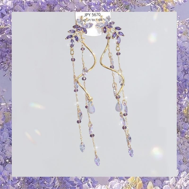 Fringe Collection Butterfly Fall Wisteria Flower Earrings