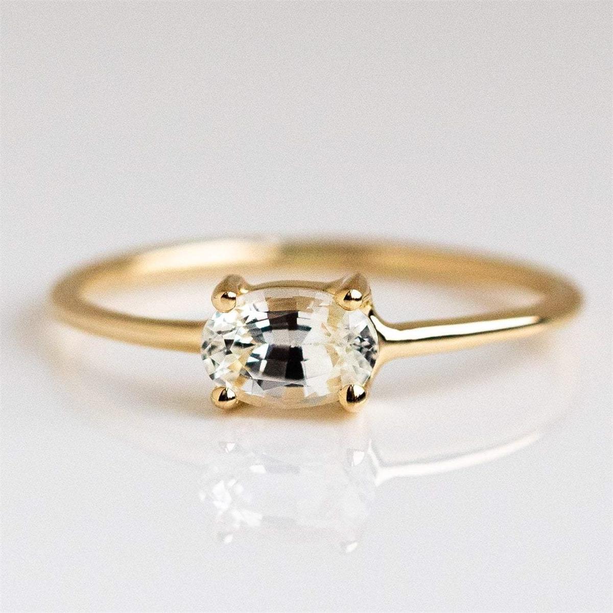Zircon Brass Gold-plated Retaining Egg-shaped Gem Rings