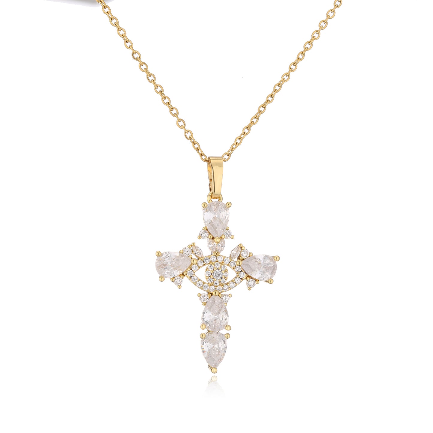 Ornament Micro Inlaid Zircon Cross Religious Necklaces