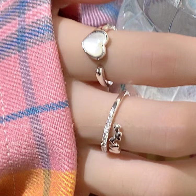 Luxury Style Heart Shell Niche Temperament Girlfriends Couple High Sense Rings