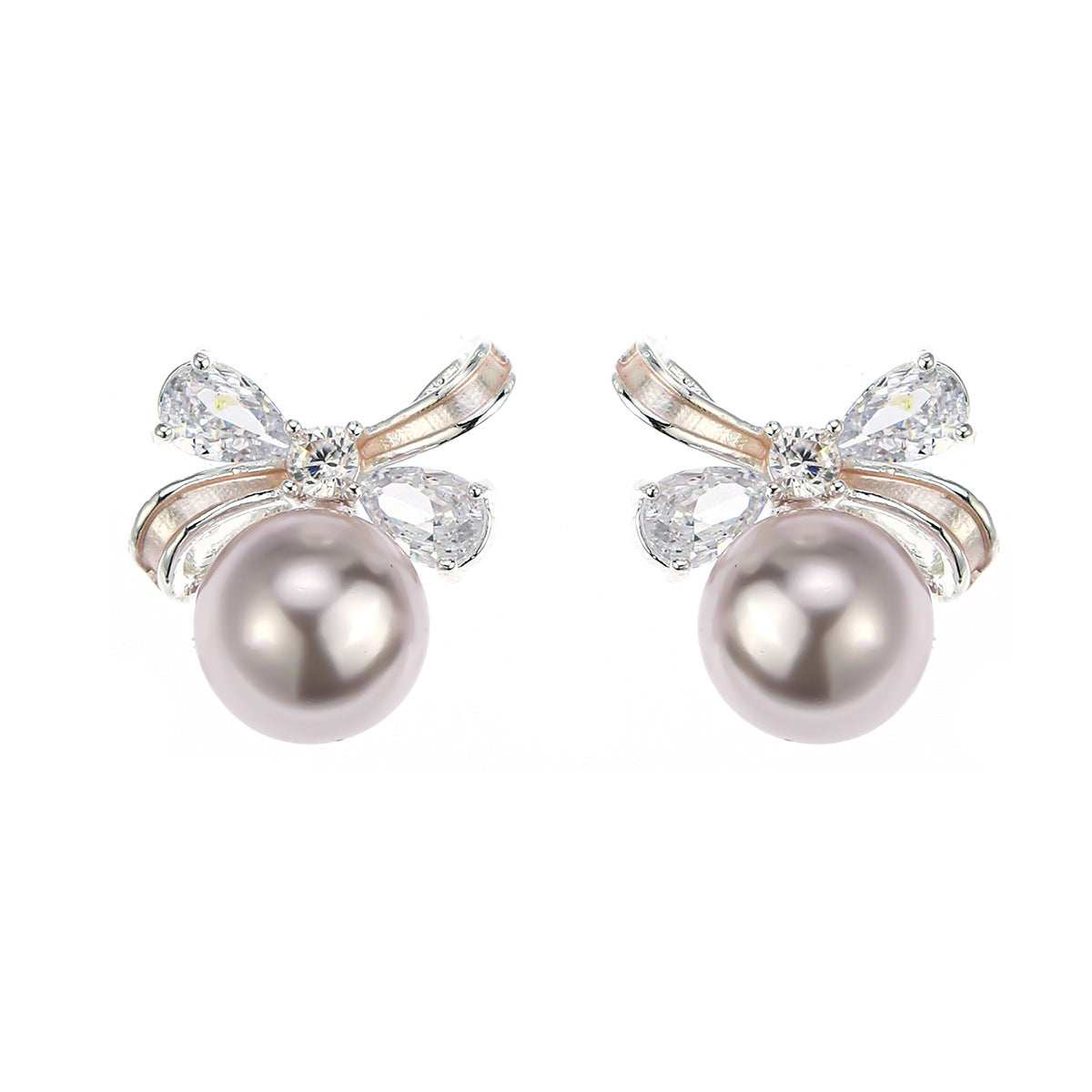 French Sweet Pearl Bow Fashion Delicate Stud Earrings
