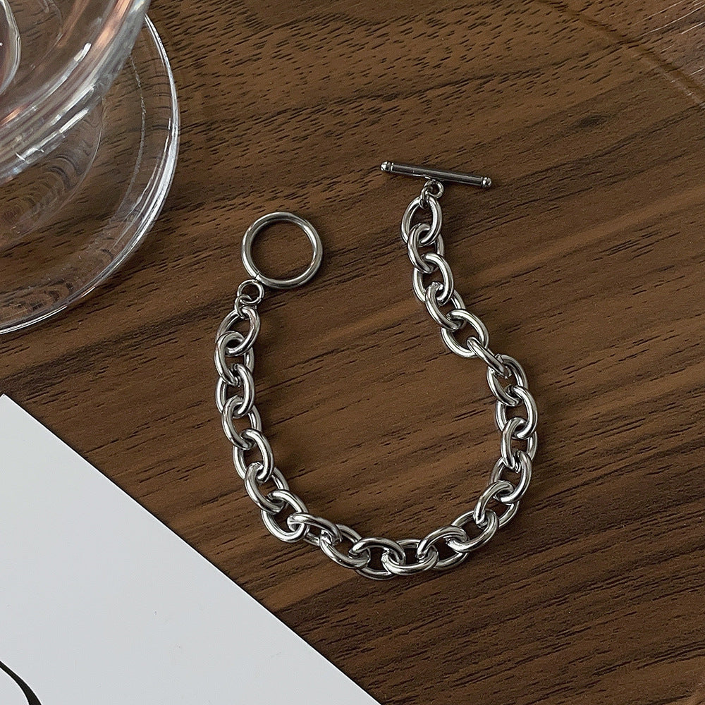 Women's & Men's O-shaped Titanium Steel Tide Unique No Color Fading Bracelets