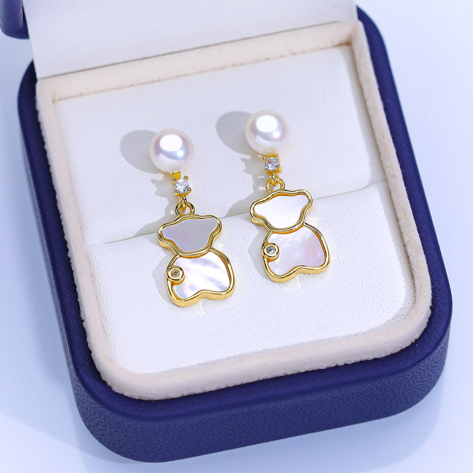 Freshwater Pearl Ear Sier Needle Light Luxury High-grade Fritillary Earrings